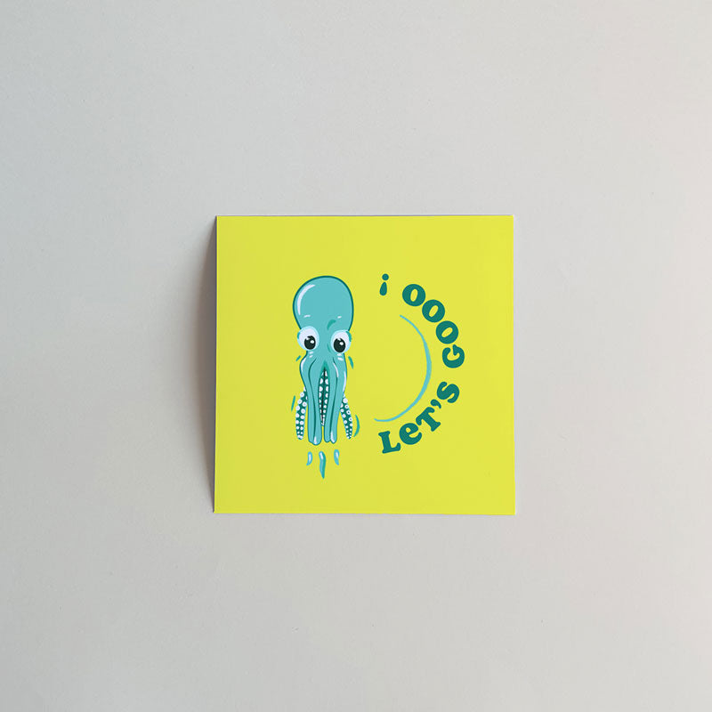 Carte motivation poulpe - let's goooo - 10x10 cm