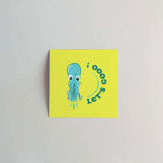 Carte motivation poulpe -  let's goooo - 10x10 cm