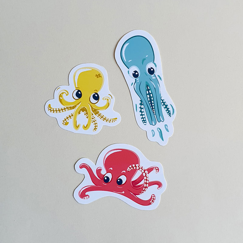 Stickers lot de 3 poulpes