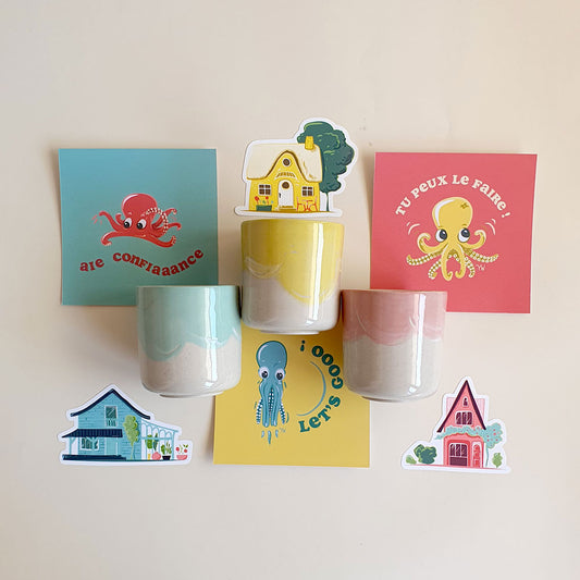 Carte motivation poulpe - aie confiance - 10x10cm