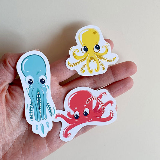 Stickers lot de 3 poulpes