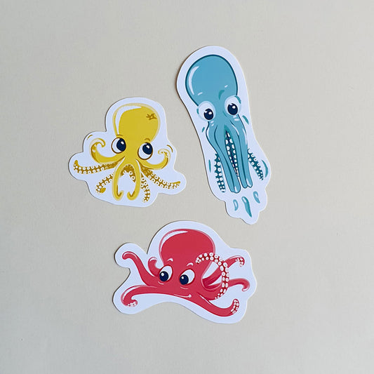 Stickers lot de 3 poulpes